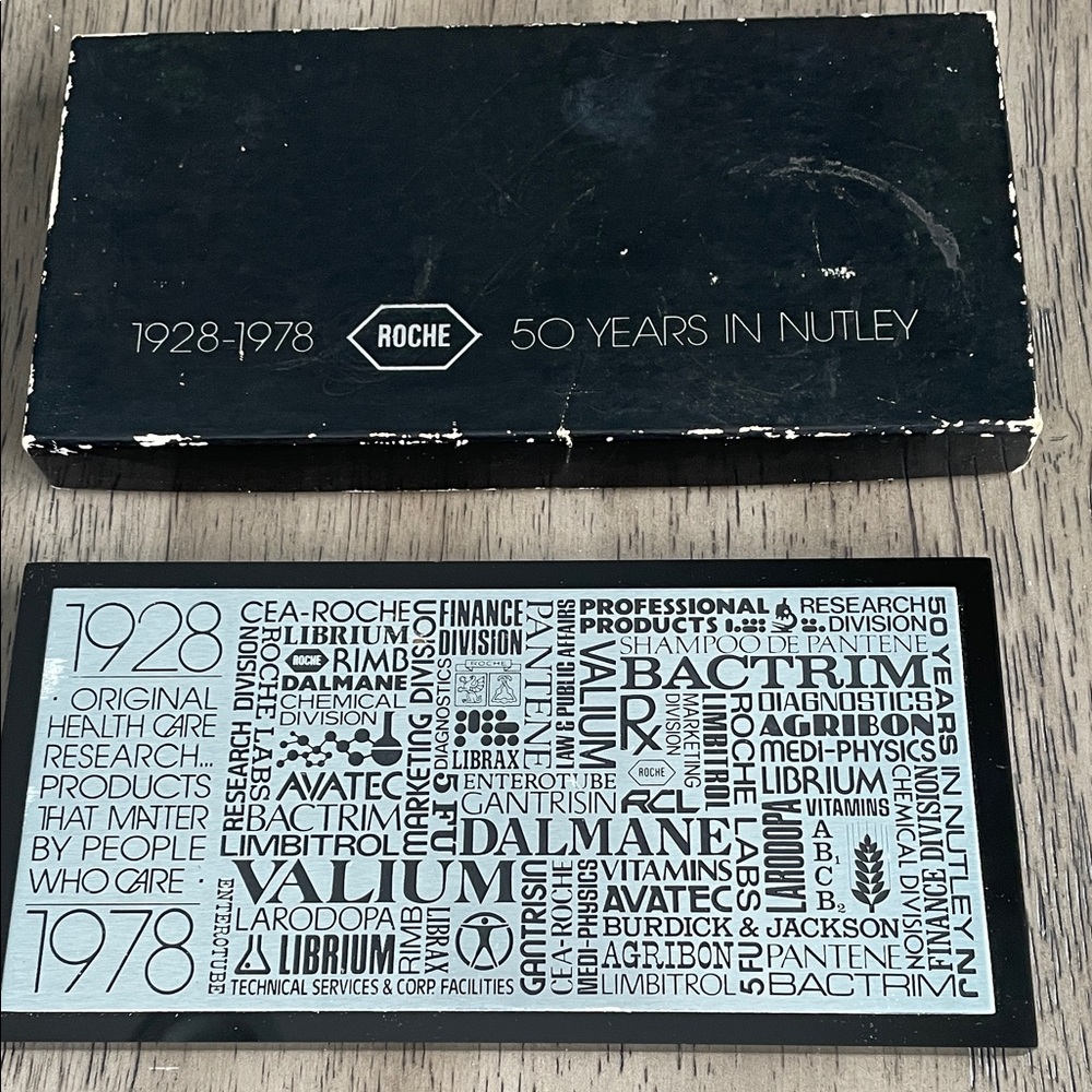 Vintage ROCHE 50 Years in Nutley Commemorative Plaque - 1978